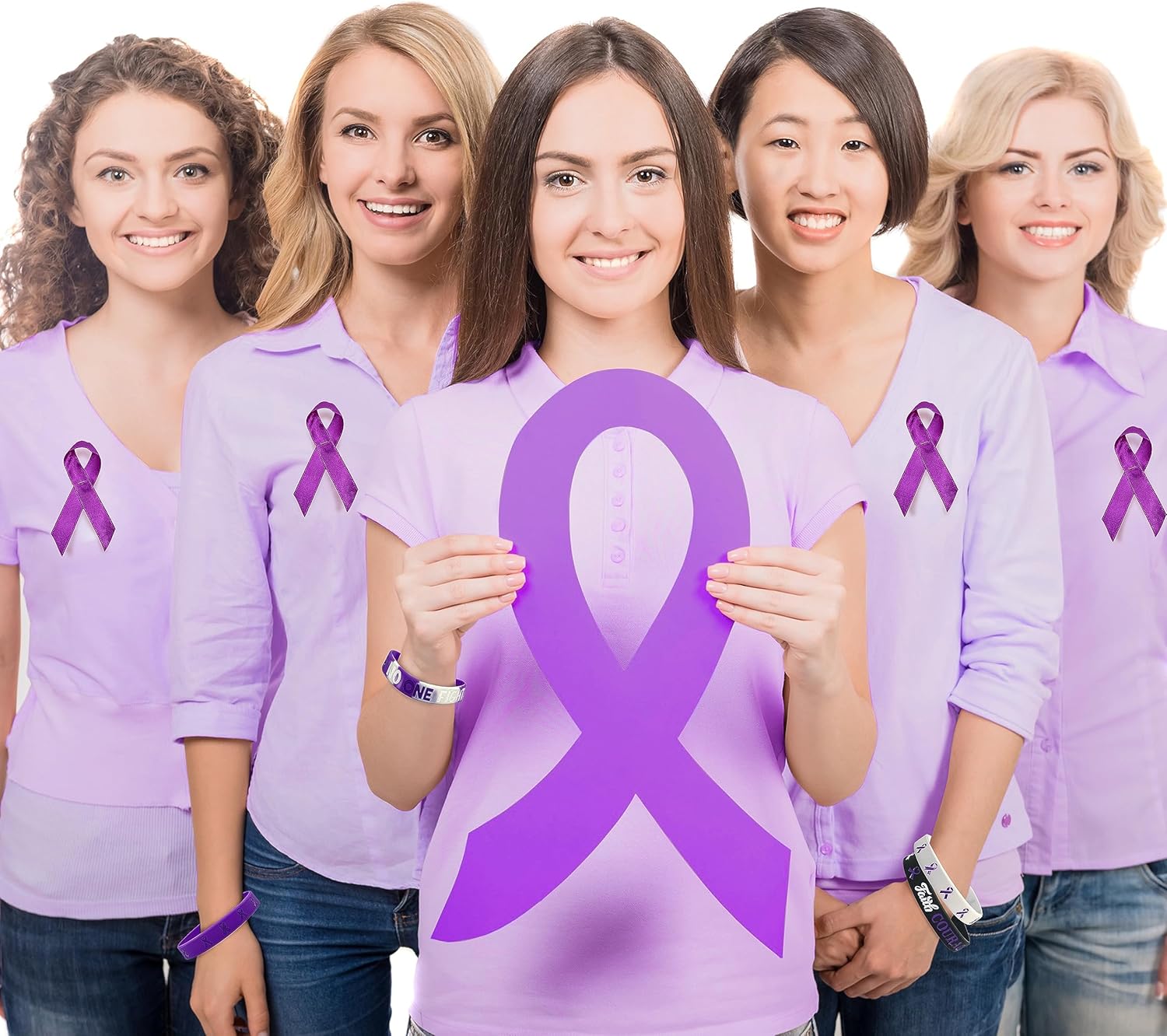 Pulseras de cinta morada, esperanza, fuerza, fe, coraje, conciencia de salud, pulseras de silicona unisex para aumentar la conciencia sobre el abuso