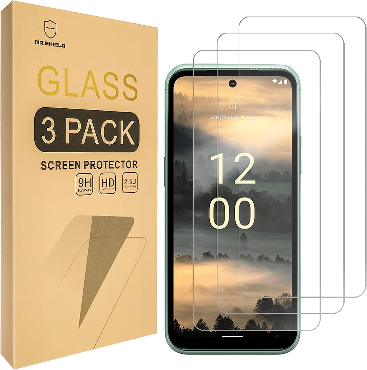 Mr.Shield Paquete de 3 Protector de pantalla para Nokia XR21 proteger la versión de la cámara vidrio templado vidrio japonés con dureza 9H Protector