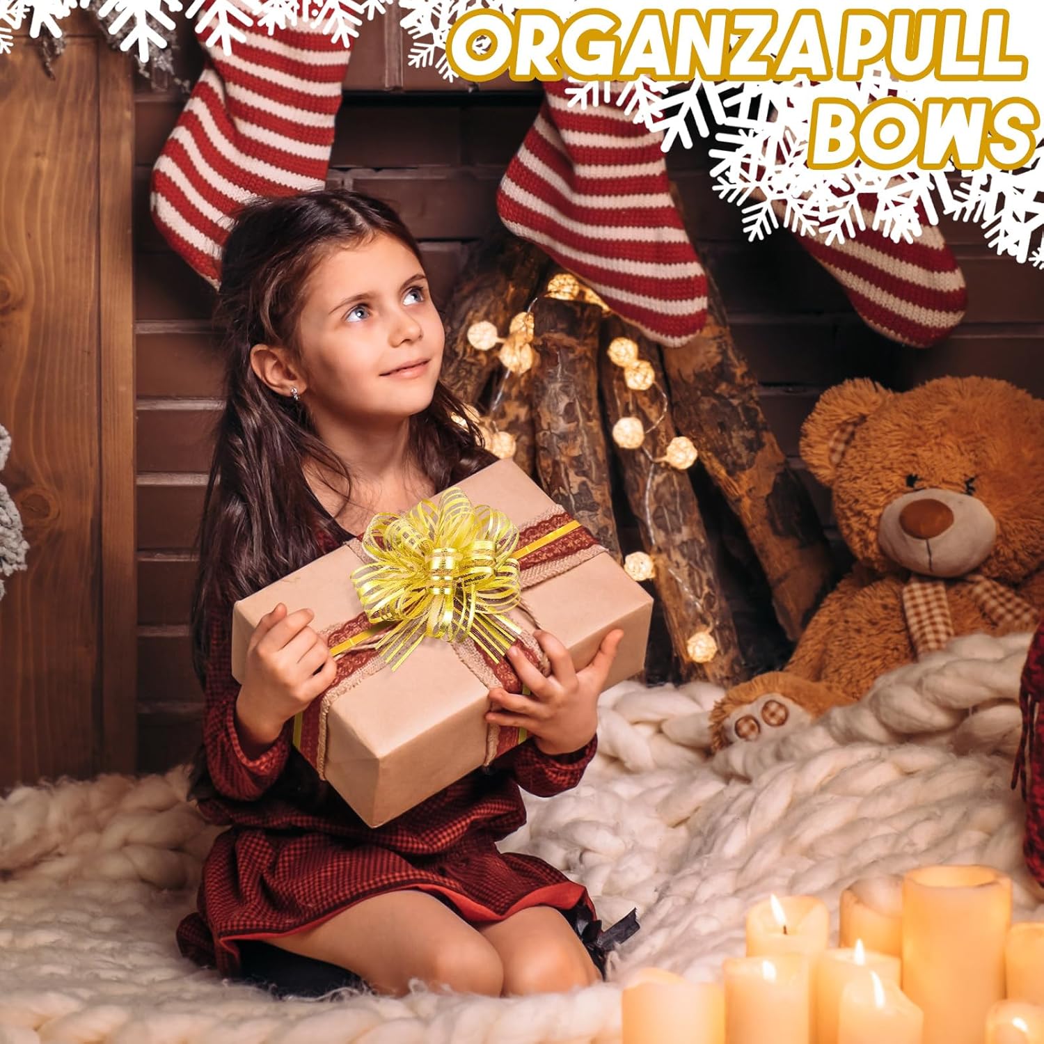 100 lazos de regalo de Navidad de 5 pulgadas con accesorio de envoltura de cinta, lazos de regalo de Navidad para cestas de vacaciones, decoración