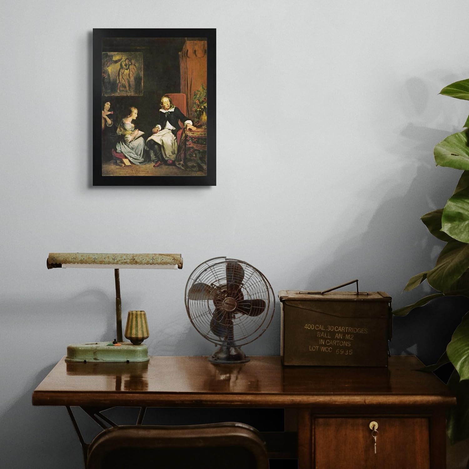 La cabaña perdida Milton dictó a sus hijas el paraíso perdido por Eugene Delacroix  Impresión en marco plano negro  Reproducción de pintura de obra