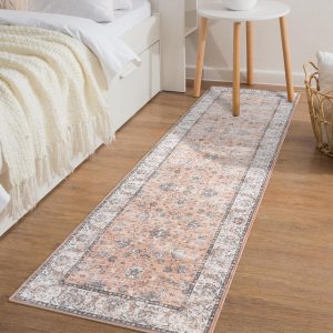 Asrug Alfombra vintage de pasillo de 2 x 7 pies, lavable, diseño floral, antideslizante, para sala de estar, dormitorio, cocina, lavandería, color Asrug Alfombra vintage de pasillo de 2 x 7 pies, lavable, diseño floral, antideslizante, para sala de estar, dormitorio, cocina, lavandería, color