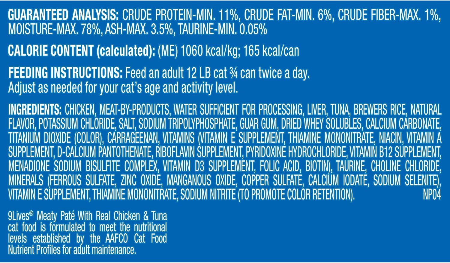 9Lives Meaty Paté With Real Chicken & Tuna Wet Cat Food, 5.5 Ounce Can (Pack of 24)