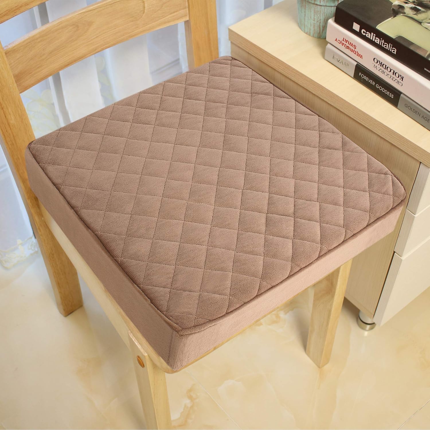 Cojín para asiento de silla, de espuma viscoelástica, 18 x 18 x 3 pulgadas, cuadrados, gruesos, antideslizantes, para cocina, comedor, sillas de
