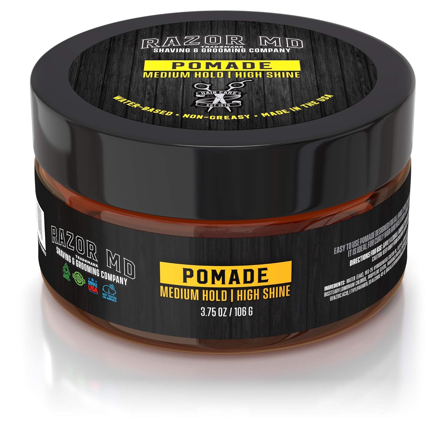 Pomada natural para el cabello a base de agua para hombres con alto brillo y acabado liso, fijación media fuerte, los mejores productos para el