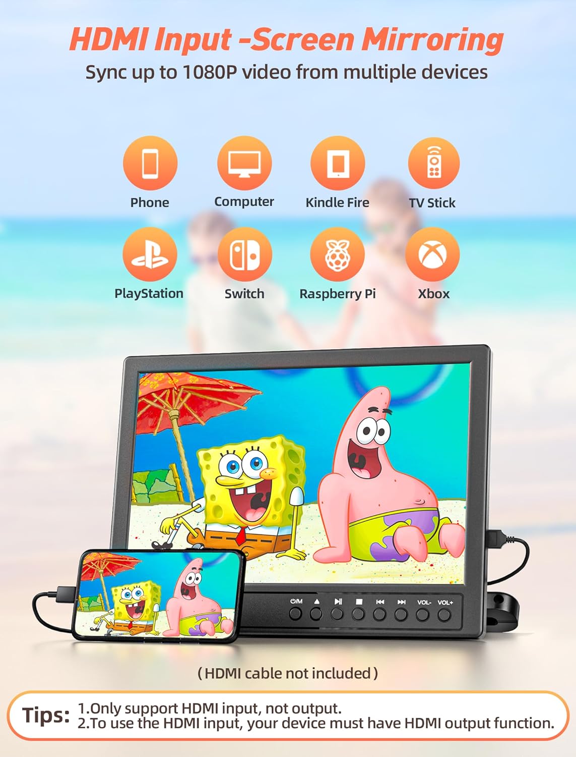 Arafuna Reproductor de DVD portátil de 12.5 pulgadas para automóvil con auriculares, reproductor de DVD para automóvil con soporte para