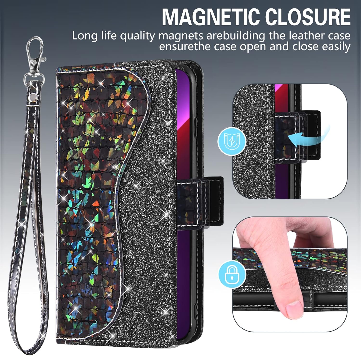 Asuwish Funda de teléfono para iPhone 13 Pro Max 2021 de 6.7 pulgadas, funda tipo cartera con protector de pantalla y tarjetero abatible con