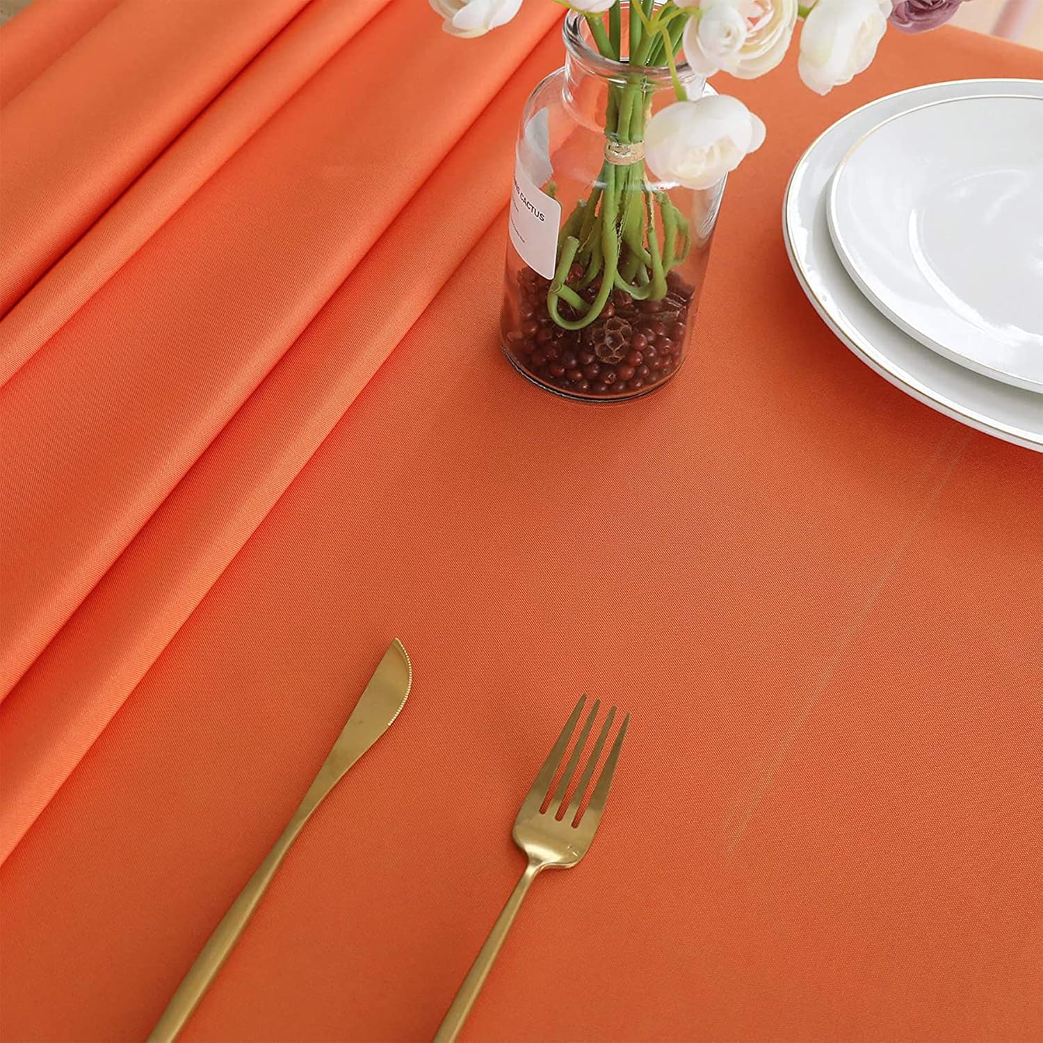 1 mantel de decoración de Halloween naranja de 54 x 94 pulgadas, tela de poliéster resistente a las arrugas, para fiestas de Halloween, decoración