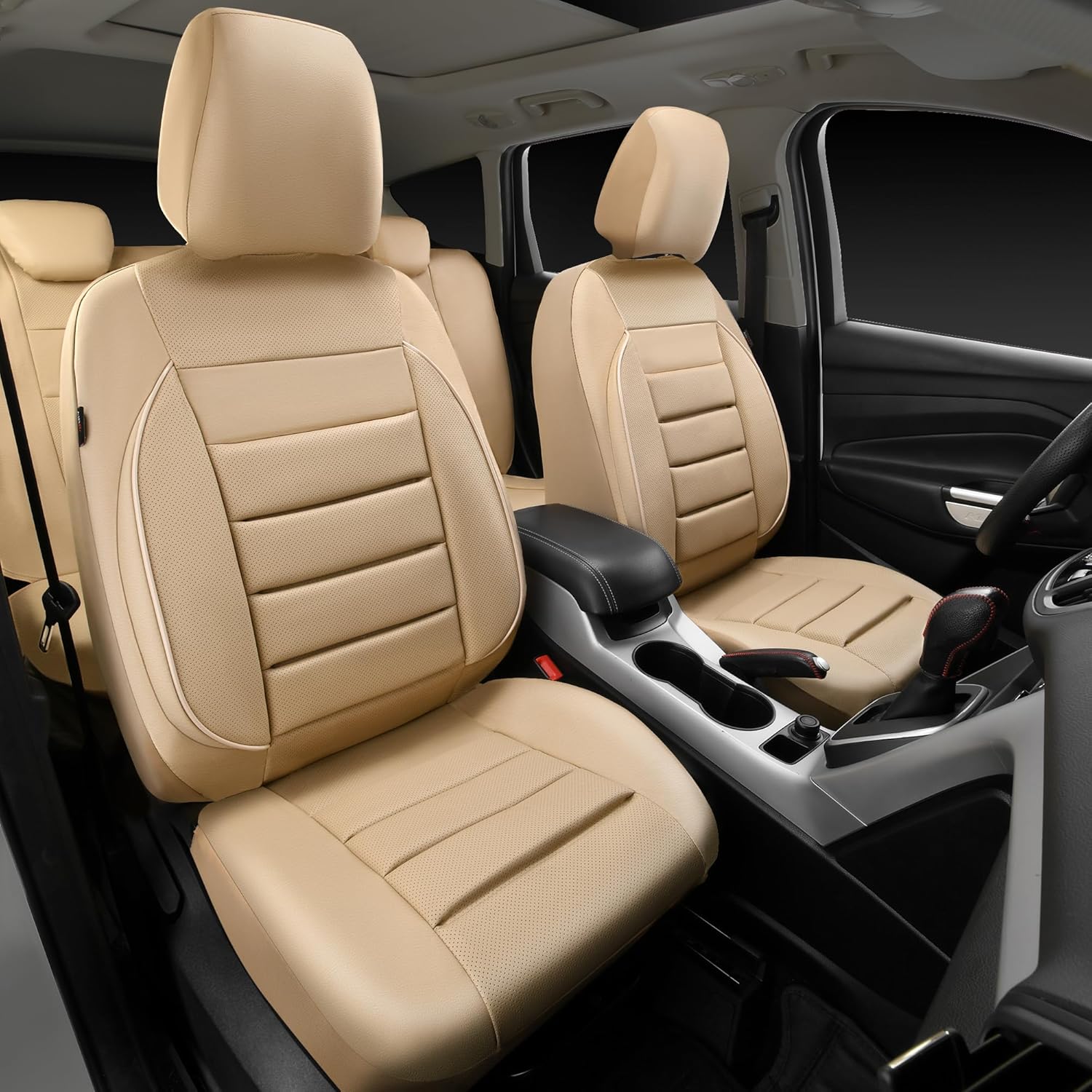 CAR PASS Juego completo de fundas de asiento de cuero, universal, resistentes al agua, soporte de respaldo de espuma 3D, comodidad de lujo, 5