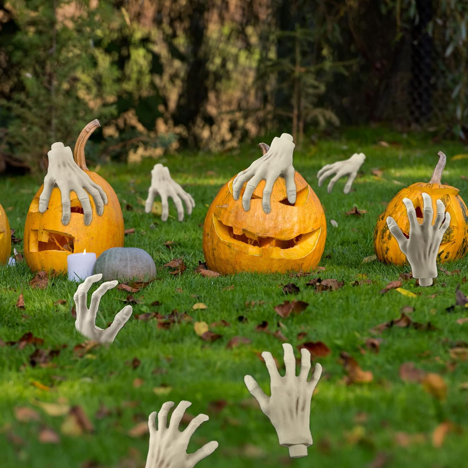 6 piezas de manos de esqueleto de Halloween realistas de plástico zombi manos falsas para Halloween, casa embrujada, fiesta, fiesta de zombi,