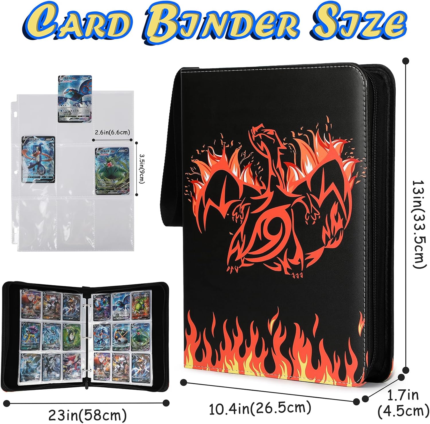 Carpeta de tarjetas de 900 bolsillos con mangas, soporte para tarjetas intercambiables, álbum de almacenamiento de tarjetas Yugioh, organizador de