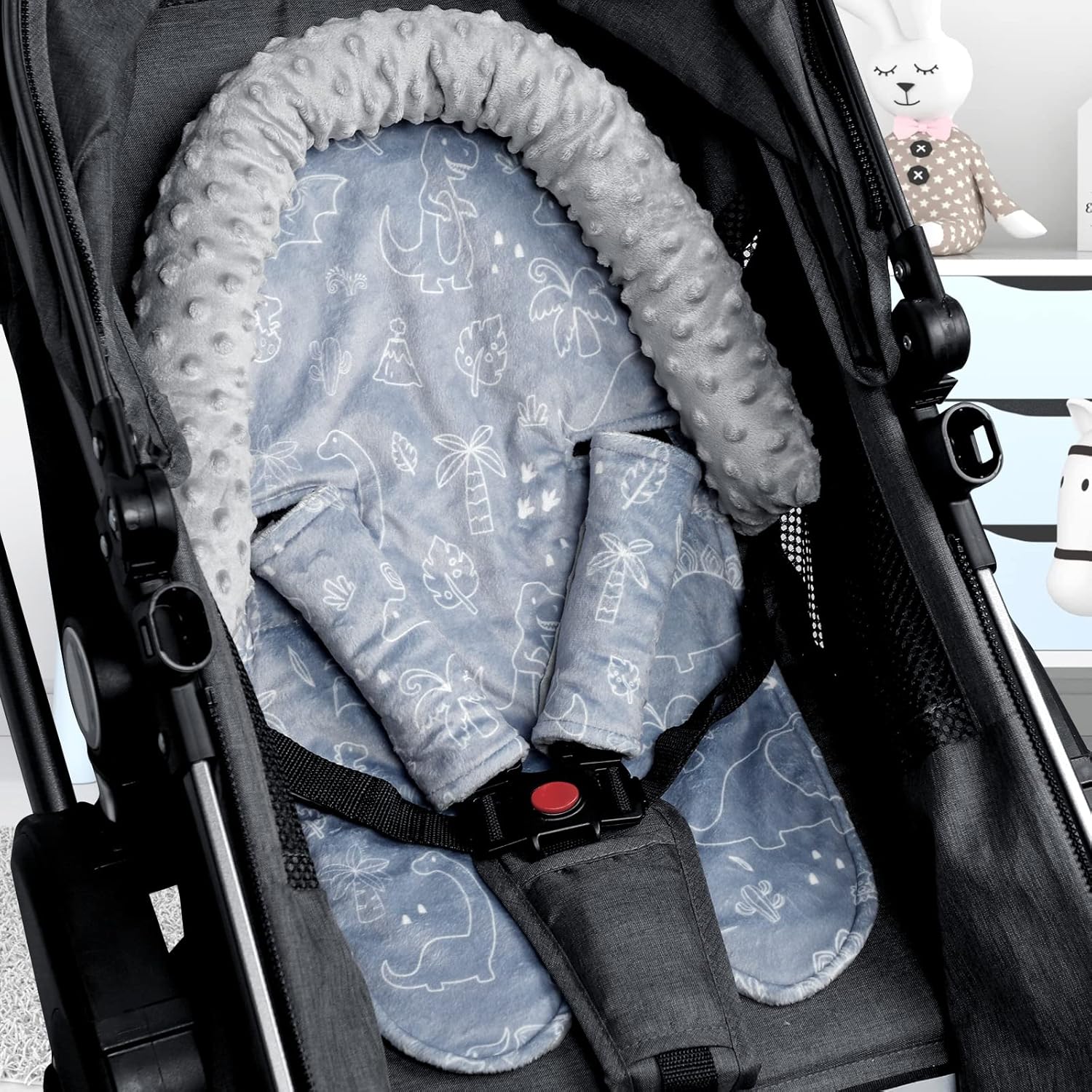 DILIMI Soporte para la cabeza del asiento de automóvil para bebé, suave Minky para niños y niñas, soporte de cabeza de asiento de automóvil con
