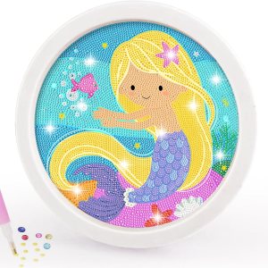 ACSAUMMY Kits de pintura de diamantes 5D para niños con marco de madera, arte y manualidades de diamantes de sirena para niños de 6 a 8 a 10 a 12 ACSAUMMY Kits de pintura de diamantes 5D para niños con marco de madera, arte y manualidades de diamantes de sirena para niños de 6 a 8 a 10 a 12