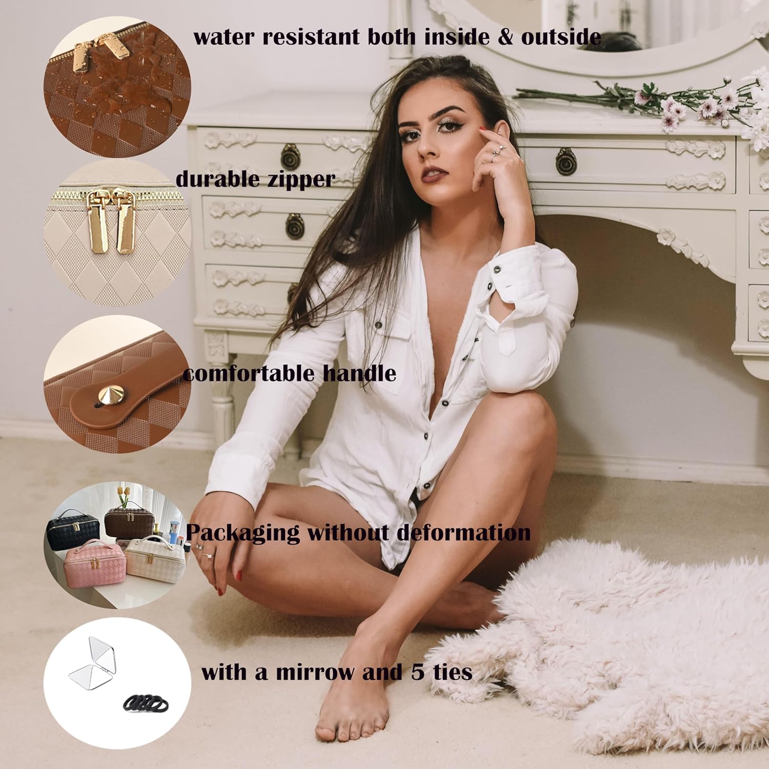 Bolsas de cosméticos Maquillaje Bolsas, Blanco, Elegante