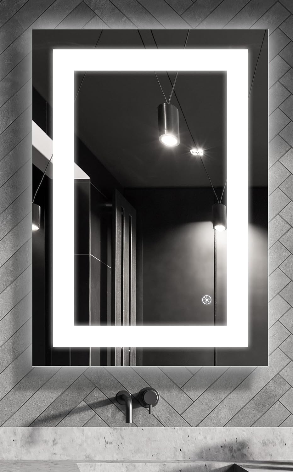 FOMAYKO Espejo de baño LED de 24 x 32 pulgadas, espejo de maquillaje iluminado con luz frontal, espejos regulables montados en la pared con