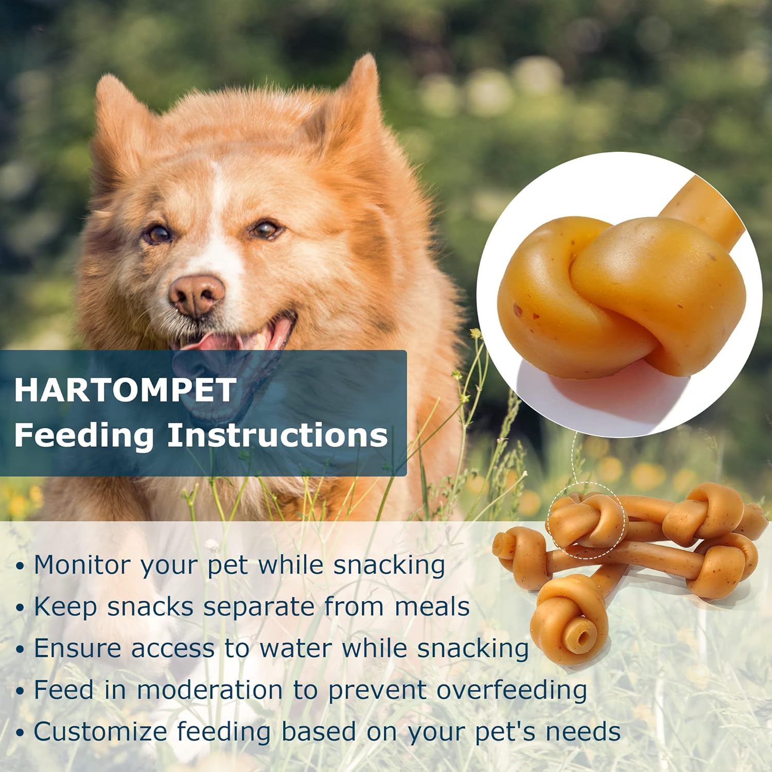Golosinas de entrenamiento para perros sin cuero crudo, mantequilla de maní sin granos, nudos de 6.5 pulgadas para perros medianos y grandes, apoya