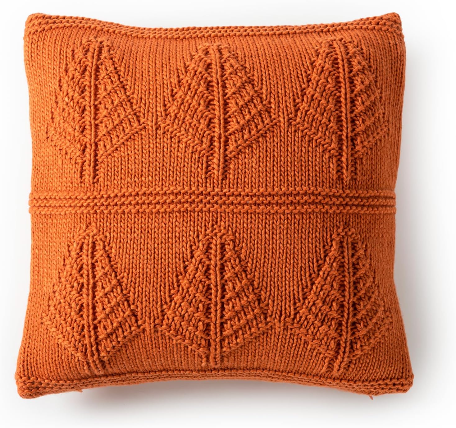 Amélie Home Fundas de almohada decorativas de otoño con patrón de hojas, funda de cojín cálida de punto para sofá, cama, 18 x 18 pulgadas, hojas de