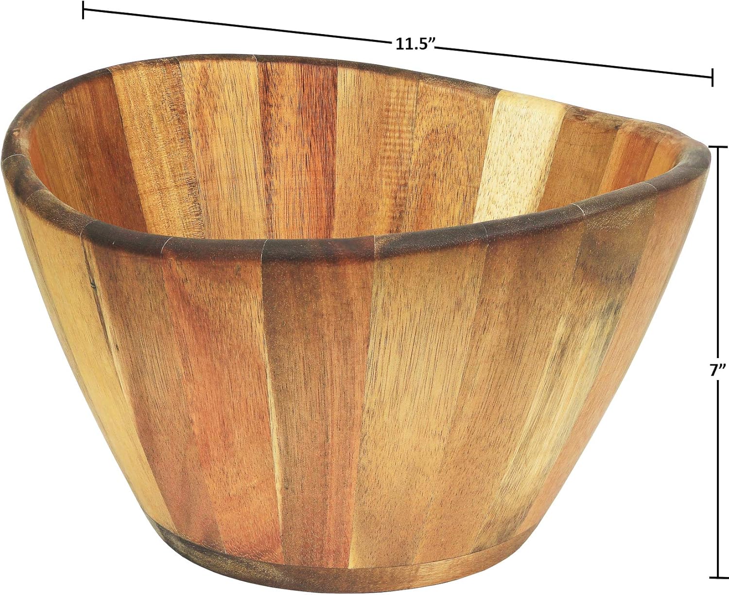 Greenco Tazón grande para servir frutas y ensaladas con borde ondulado de acacia de 12 pulgadas de diámetro