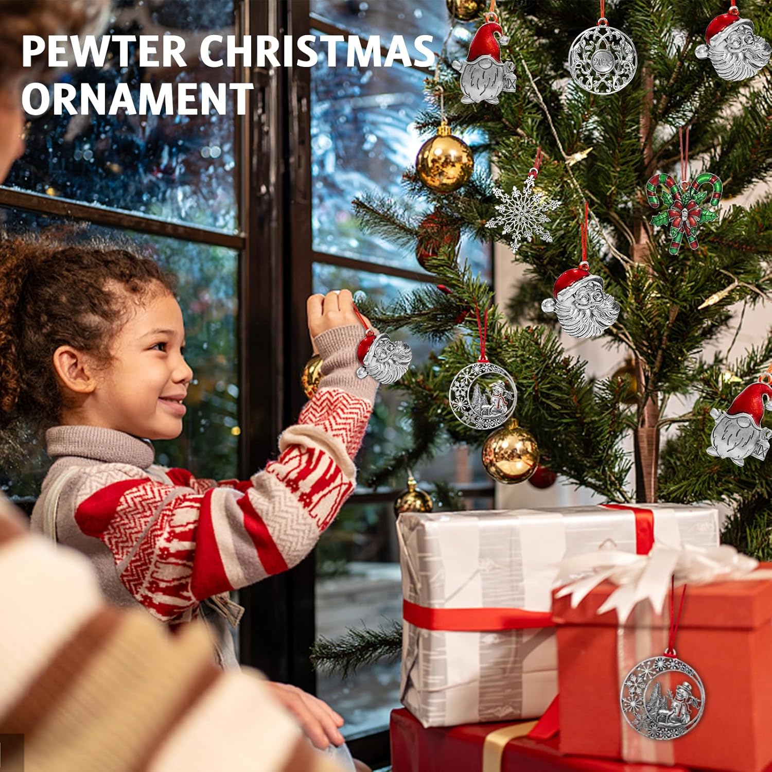 Adorno para árbol de Navidad de peltre sólido 2023, adornos hechos a mano, decoración colgante de artesanía de metal, hermosas decoraciones para