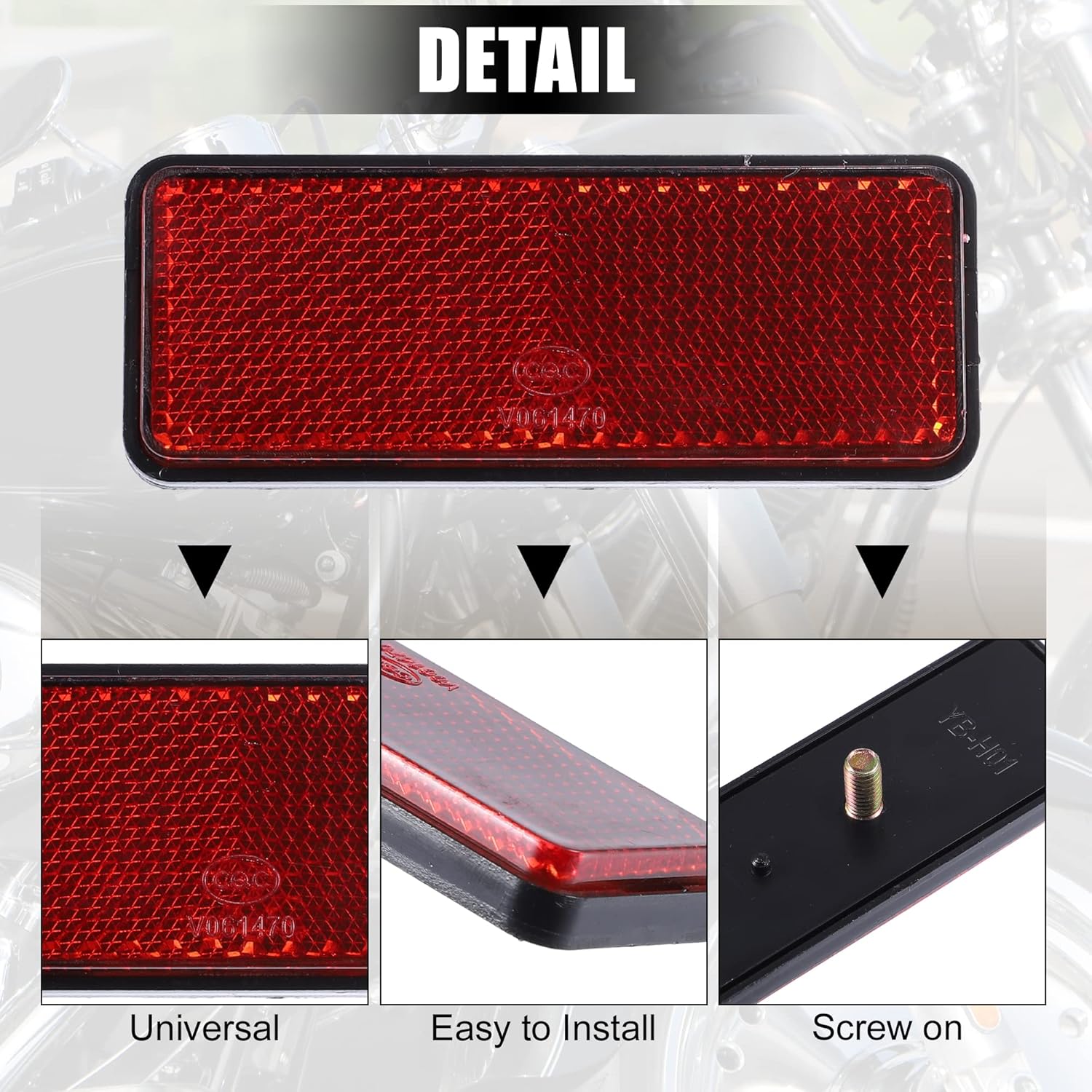 X AUTOHAUX 2 piezas M6x1.0 de plástico rojo universal rectangular para montaje de tornillo, reflectores de advertencia reflectantes para motocicleta