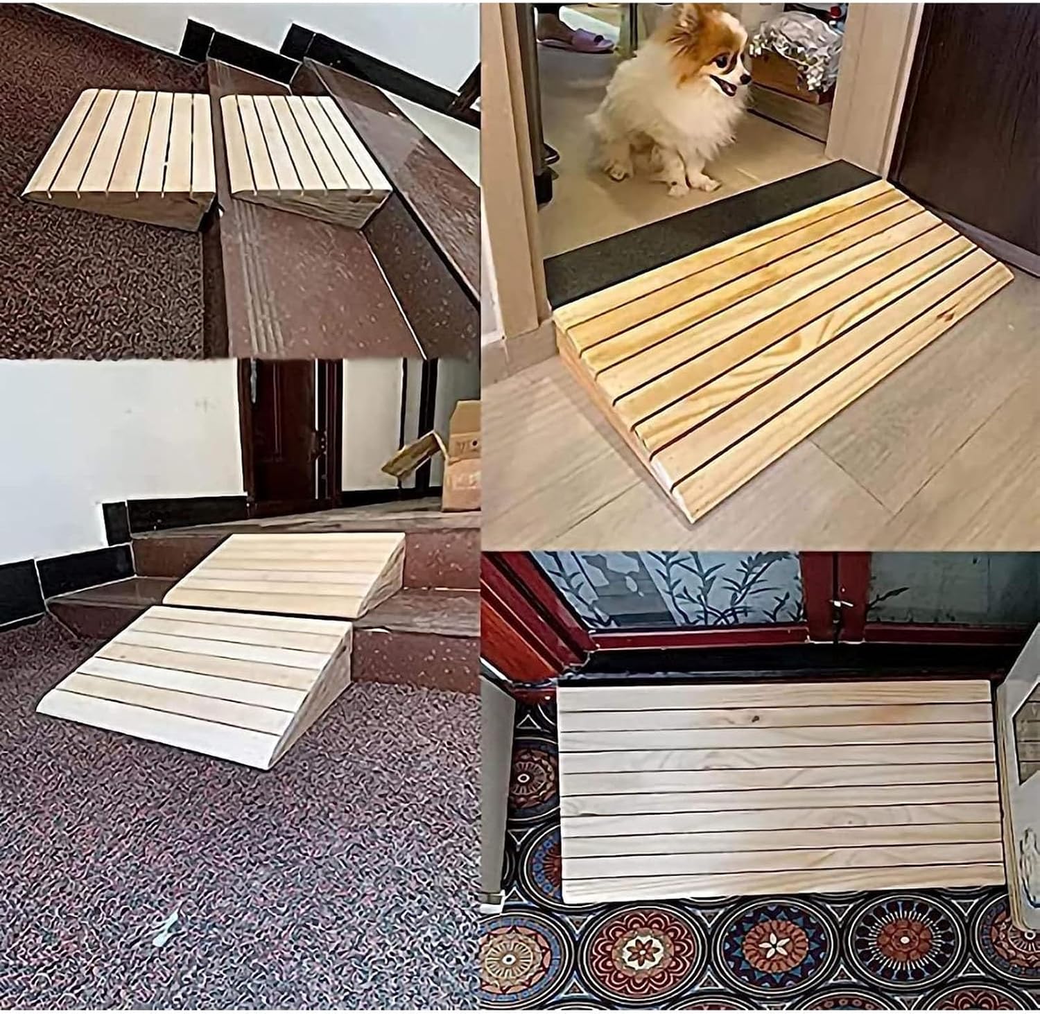 Rampa de umbral de elevación de 2 a 6 pulgadas, rampa portátil de madera para silla de ruedas, rampa de entrada de movilidad antideslizante para