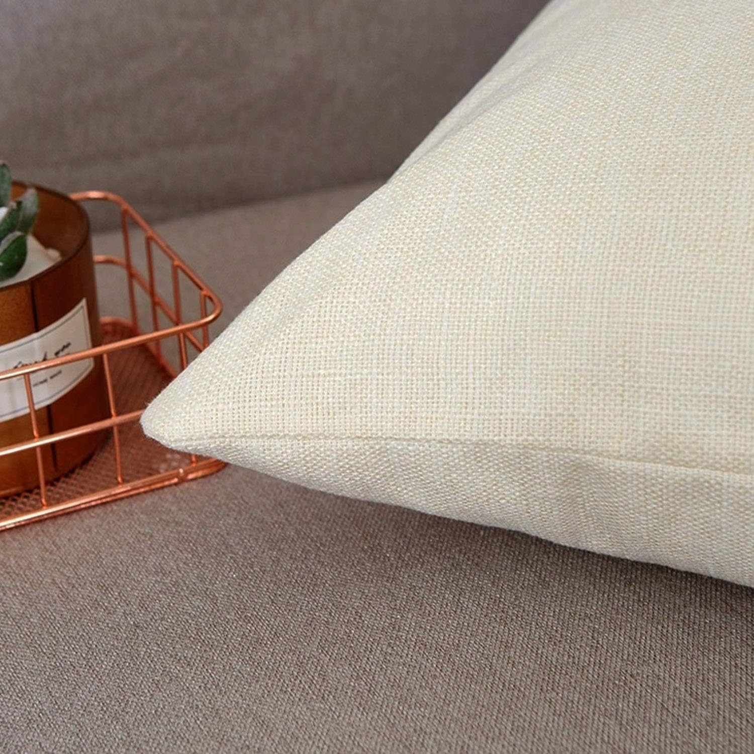 Funda de almohada de lino de 16 x 16 pulgadas, 4 fundas de almohada de lino para sofá, proyectos de vinilo, impresión personalizada de prensa de