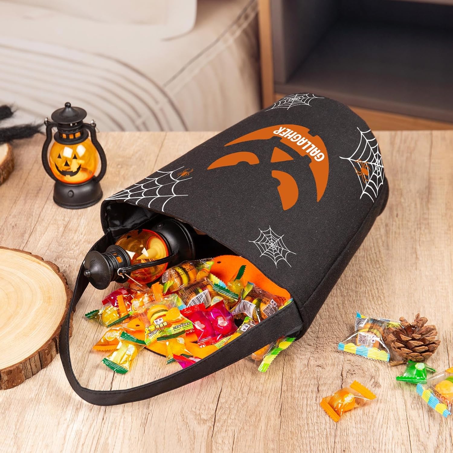 Cubo personalizado con nombre, cesta de dulces de Halloween, bolsa para niños y niñas, cubo de calabaza para fiesta de Halloween (estilo 3)