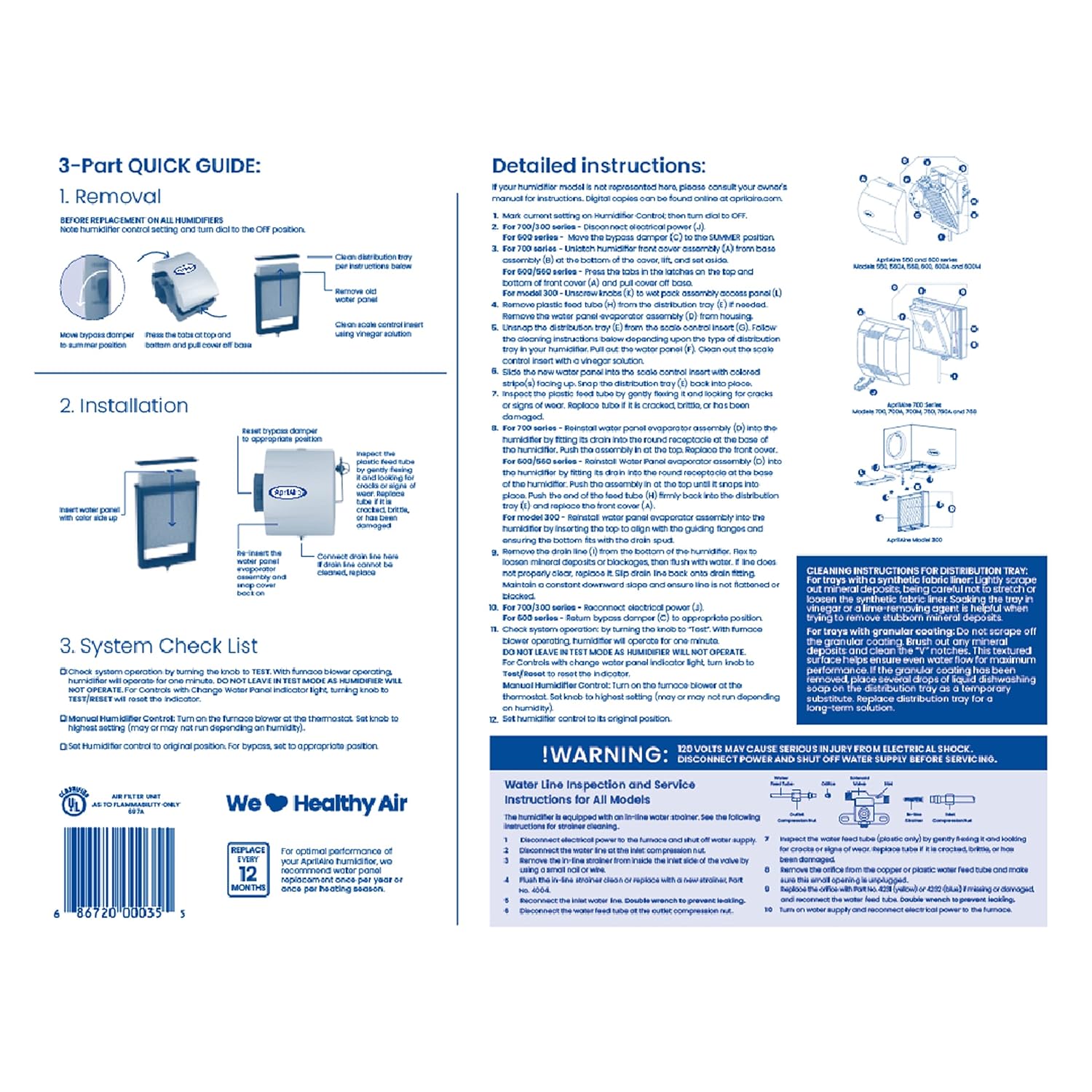 Aprilaire 35 – Paneles de agua de reemplazo para modelos de humidificadores para toda la casa Aprilaire 350, 360, 560, 560A, 568, 600, 600A, 600M,