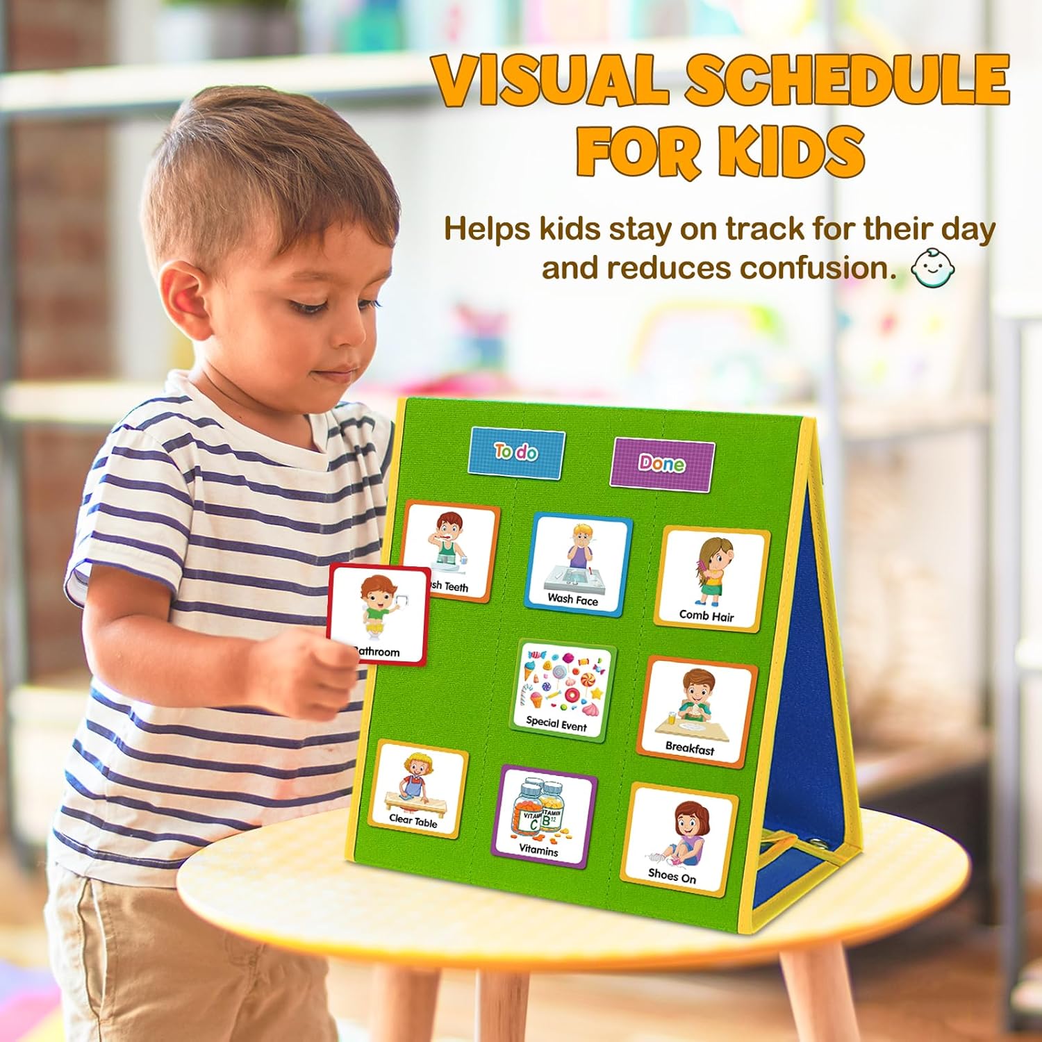 Godery Gran horario visual para niños, tabla de recompensa de tareas domésticas, tabla de rutina para niños pequeños, planificador semanal de doble