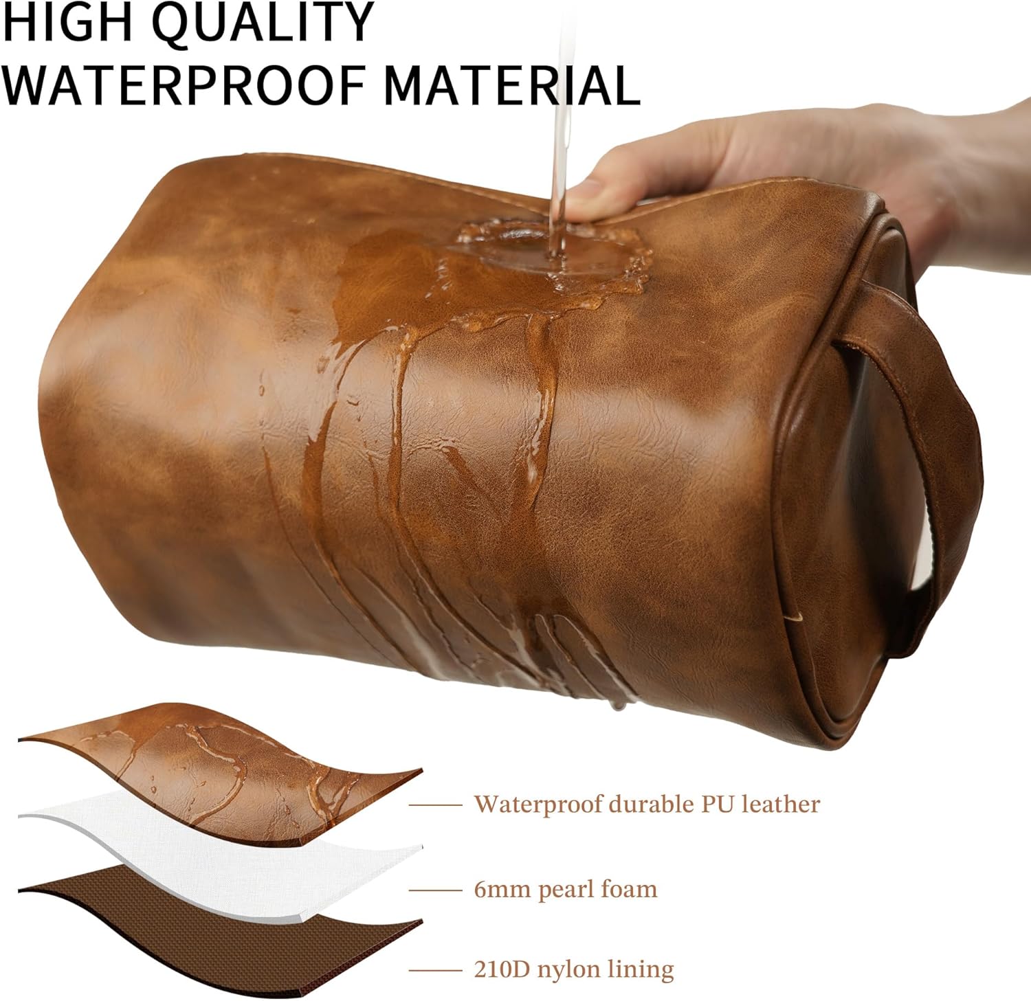 Easycosy Neceser personalizado para hombres, grabado con nombre e iniciales, bolsa de aseo de piel sintética para hombre, artículos esenciales de