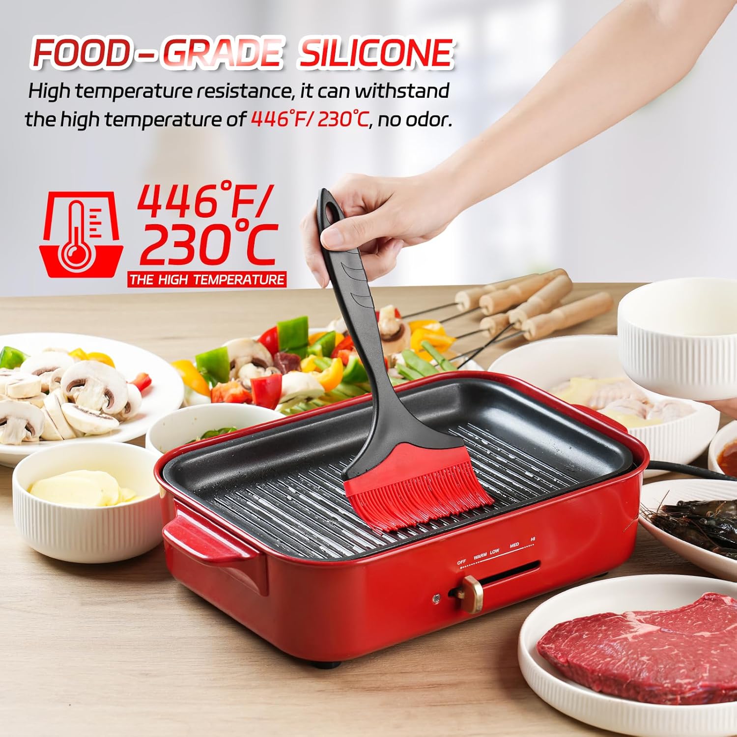 Cepillo de silicona extra grande para repostería, cepillo de silicona extra ancho de 3.95 pulgadas para asar a la parrilla, cepillos resistentes al