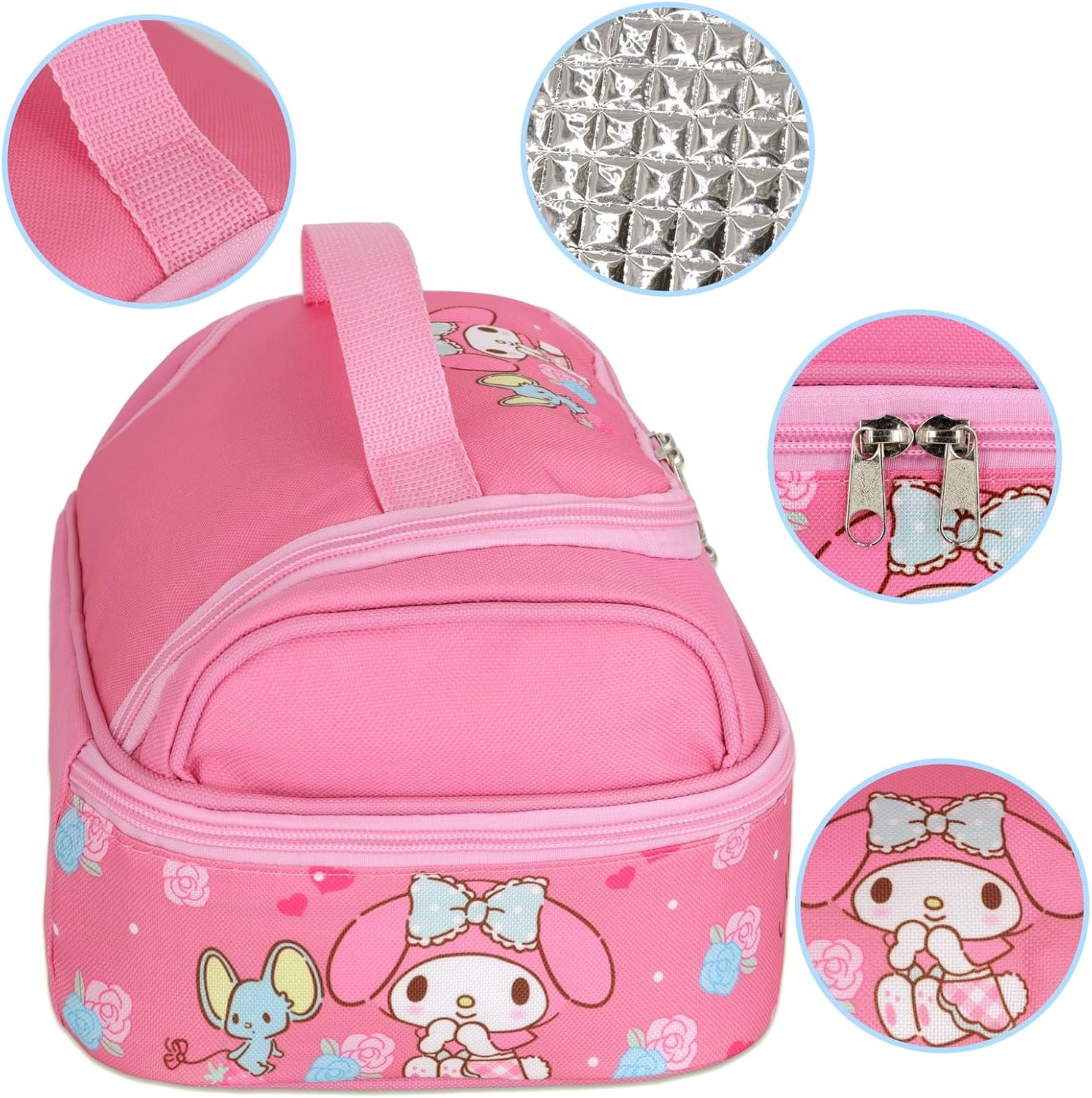 Anime Melody – Bolsa de almuerzo para hombre y mujer, a prueba de fugas, gran compartimento, contenedor de almuerzo para trabajo, viajes, color rosa
