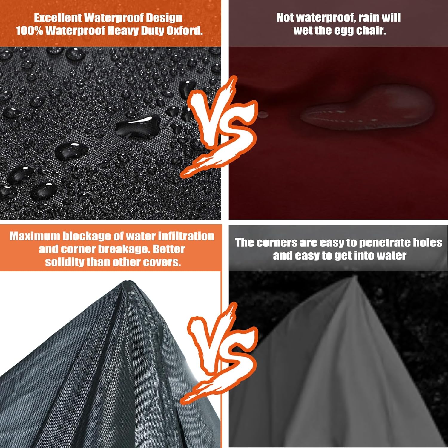 Funda para silla de huevo colgante de patio, 70 pulgadas de alto x 66 pulgadas de profundidad, impermeable, resistente a la intemperie, muebles de
