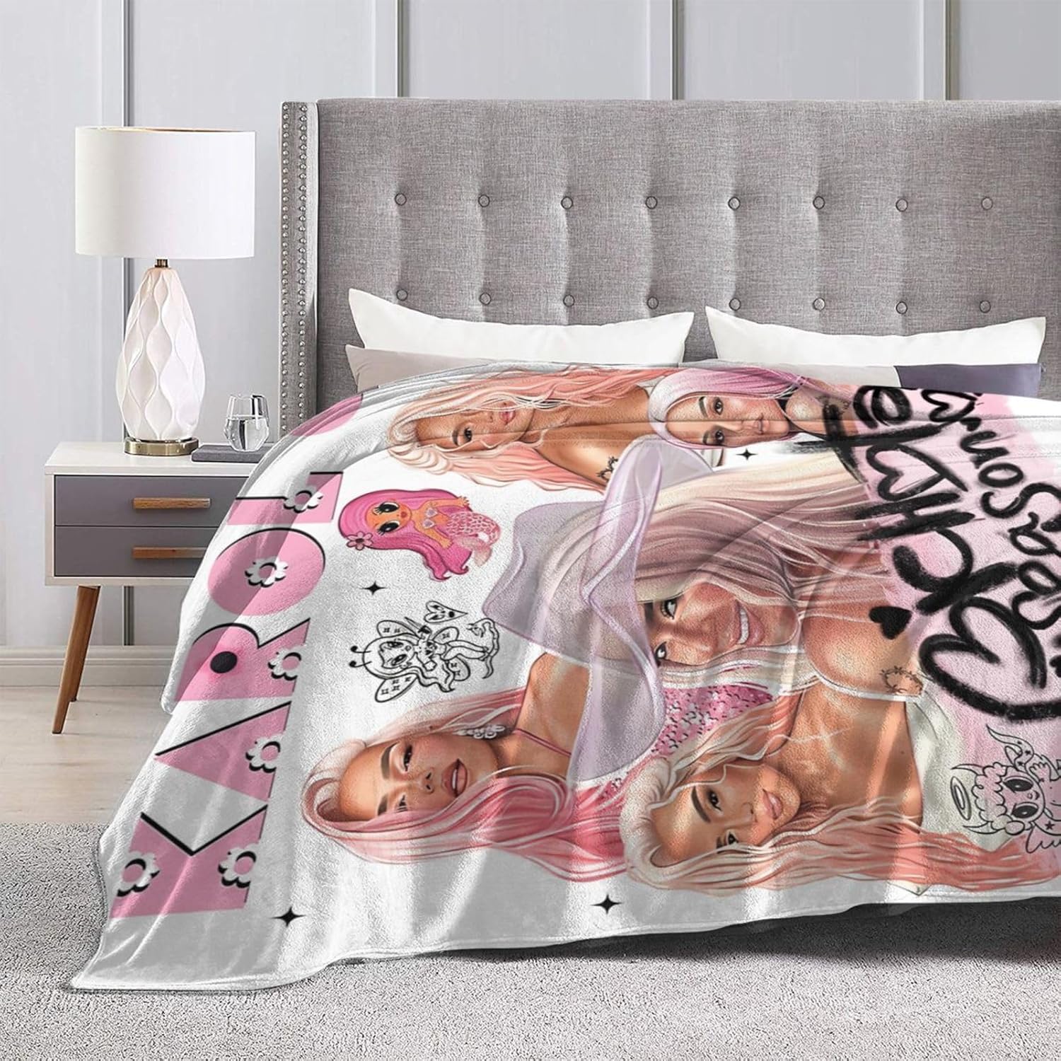 Karol Singer G – Manta de franela ultrasuave y ligera para sofá, cama, uso en todas las estaciones, 80 x 60 pulgadas