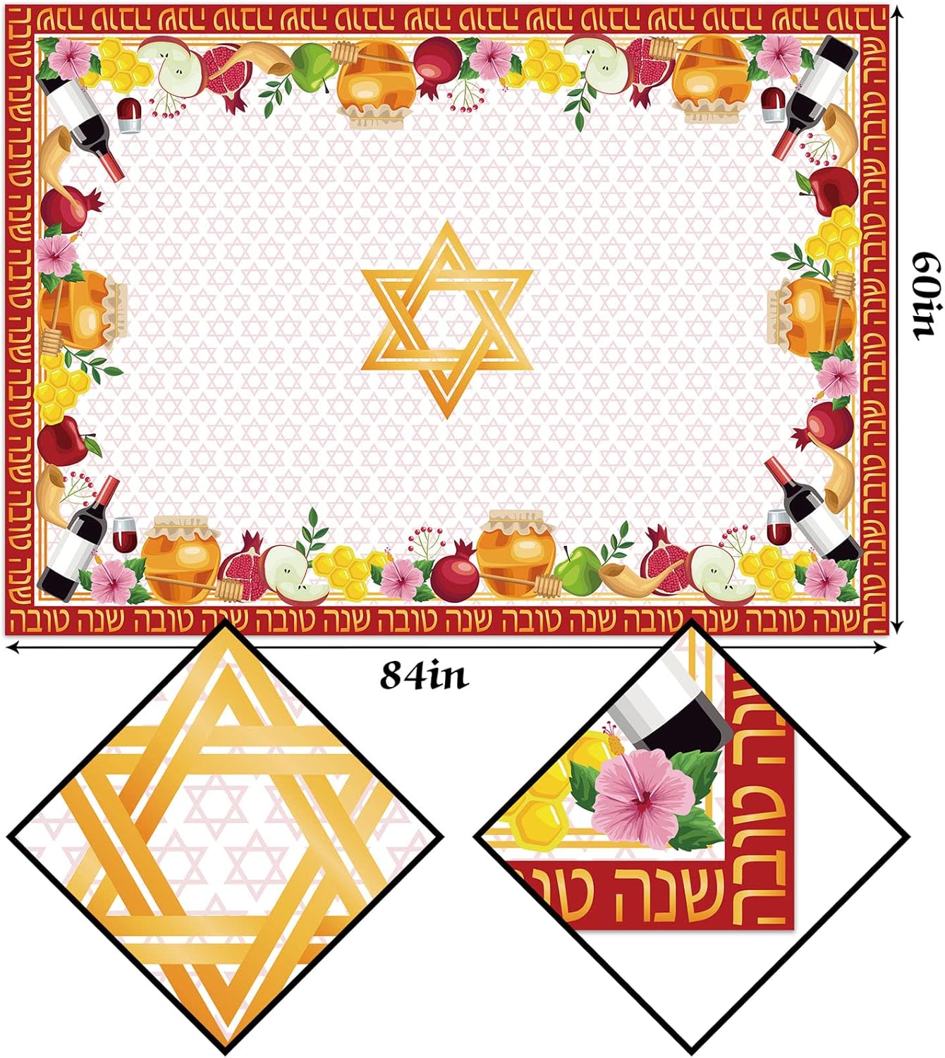 Mantel Shana Tova Rosh Hashanah judío Año Nuevo, decoración de fiesta de día santo, decoración de cocina, comedor, hogar