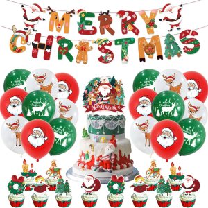 Juego de 61 piezas de decoración de Navidad, suministros de decoración de fiesta de Navidad, pancarta de decoración de Navidad, globo de Papá Noel, Juego de 61 piezas de decoración de Navidad, suministros de decoración de fiesta de Navidad, pancarta de decoración de Navidad, globo de Papá Noel,