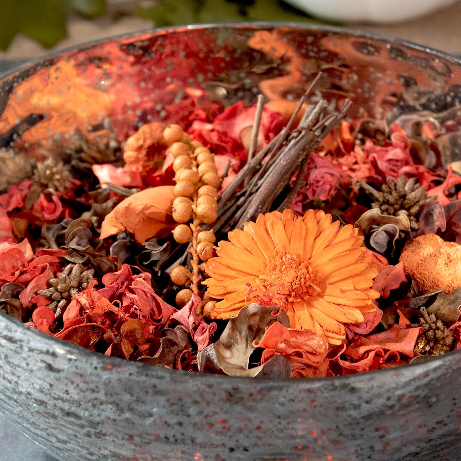 Bolsa de popurrí con fragancia para decoración del hogar, florero y cuenco de pétalos florales (naranja)