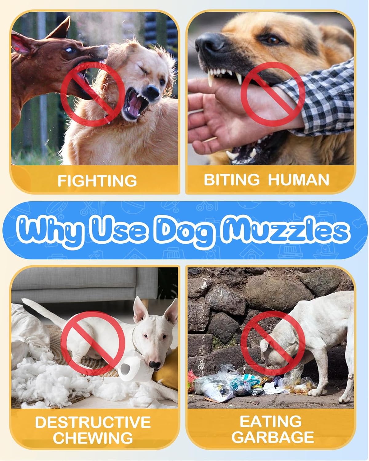 Bistup Bozal para perros pequeños, antiladridos, masticar, bozales suaves con tres tiras reflectantes y cuello, permite beber jadear, bozal de tela