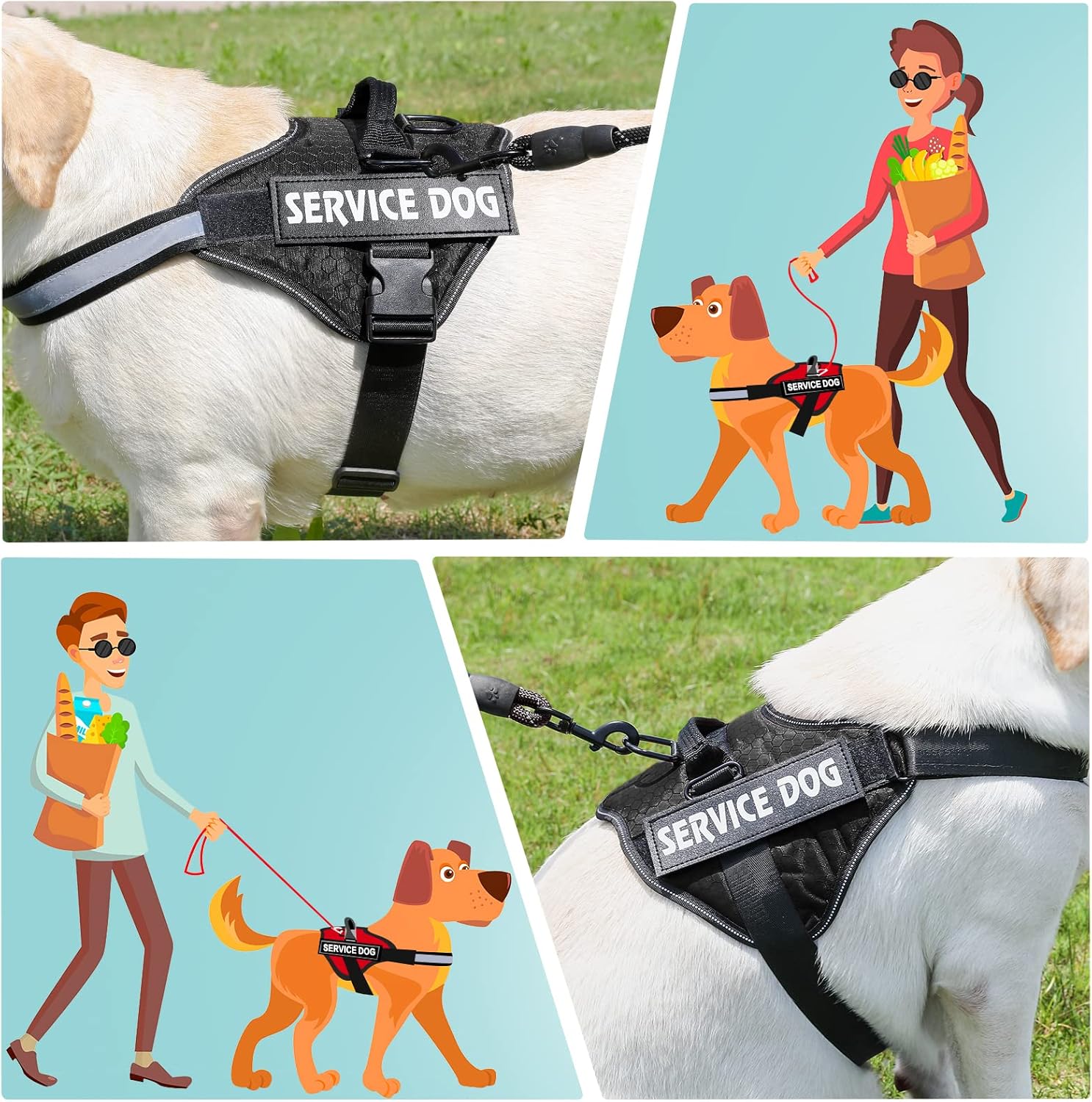 MUMUPET – Arnés para perro guía, fácil de poner y quitar, arnés de chaleco para mascotas, reflectante 3M, transpirable y fácil de ajustar, con mango
