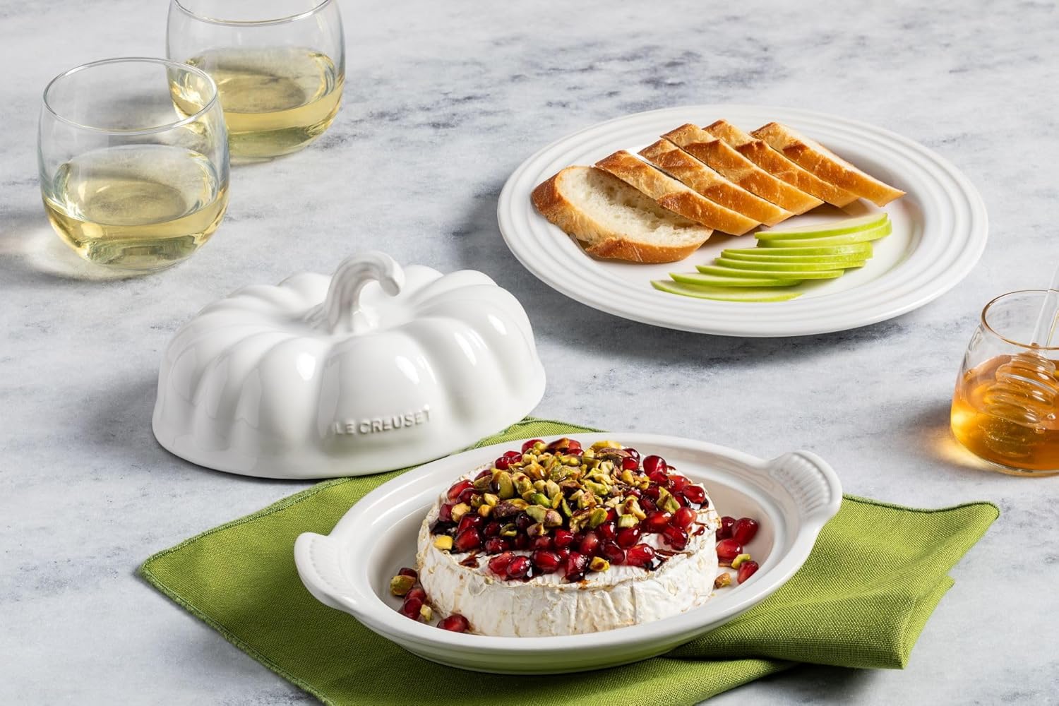 Le Creuset Plato de mantequilla de calabaza de gres, caqui