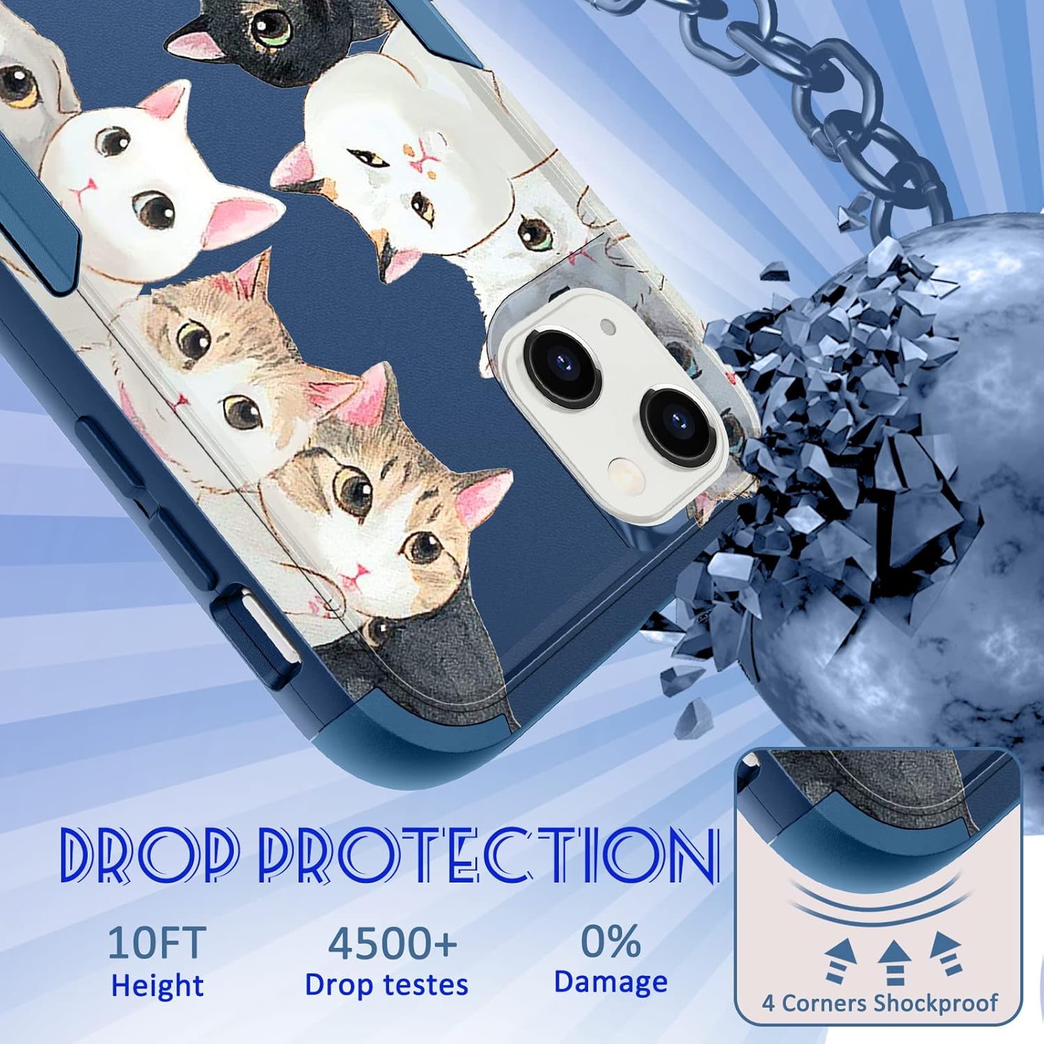 Funda para Apple iPhone 13 para mujer, linda funda de teléfono para niñas, diseño único femenino estético para adolescentes, kawaii, gato,