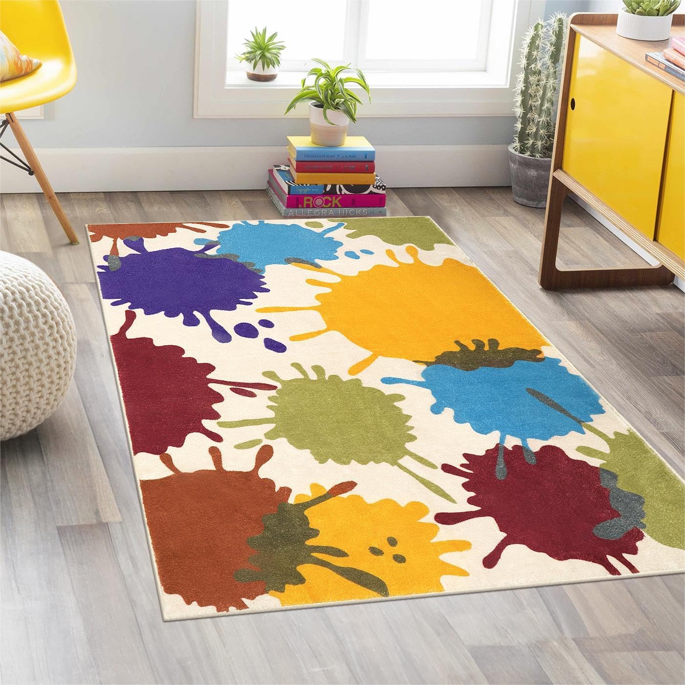 Alfombra colorida para habitación de niños, 3 x 5 pies, lavable a máquina, para sala de juegos, alfombra de área de arco iris para aula, alfombra