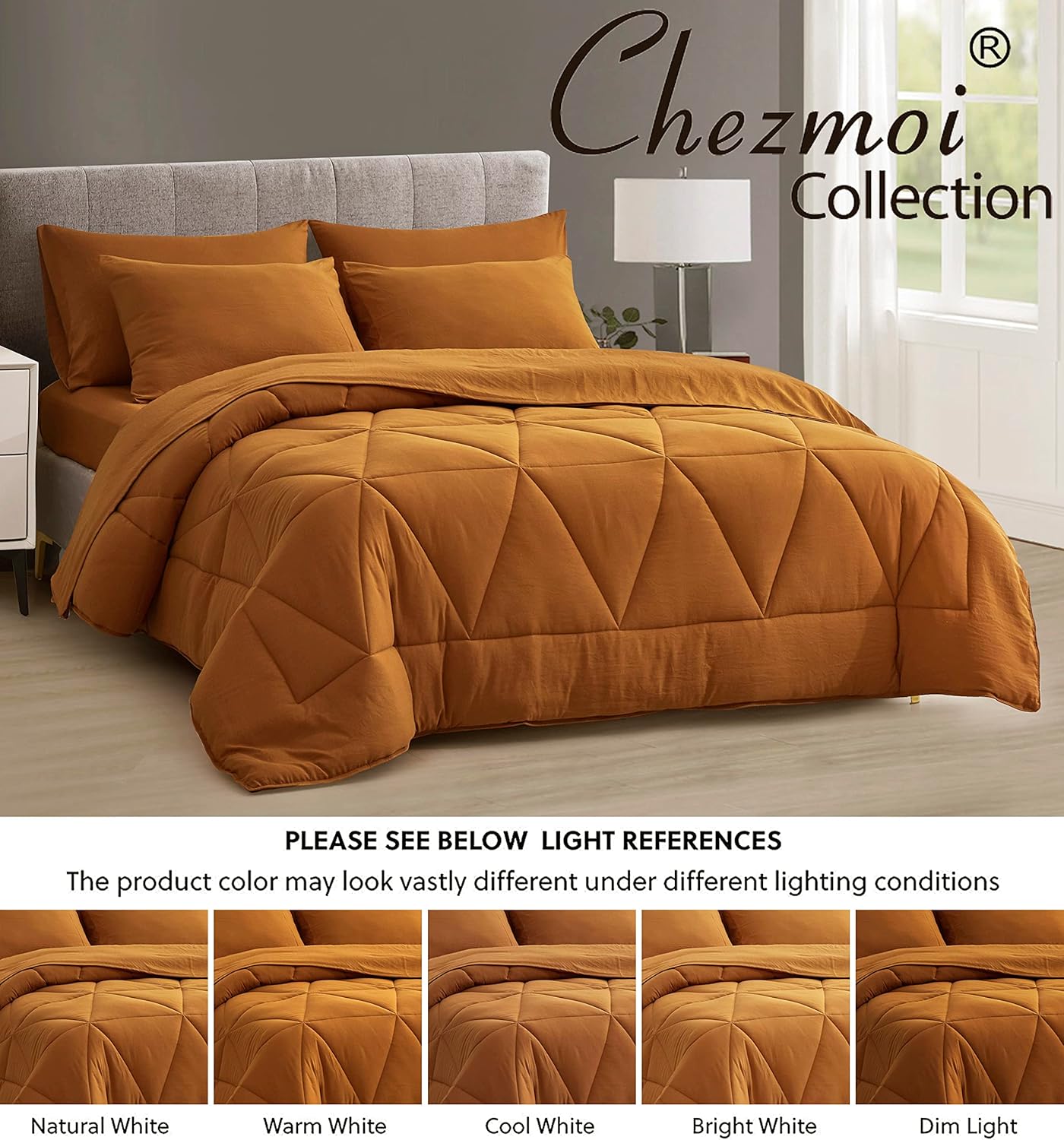 Chezmoi Collection Jasper – Juego de ropa de cama individual en una bolsa, 5 piezas, acolchado geométrico, suave, lavado, de microfibra de doble