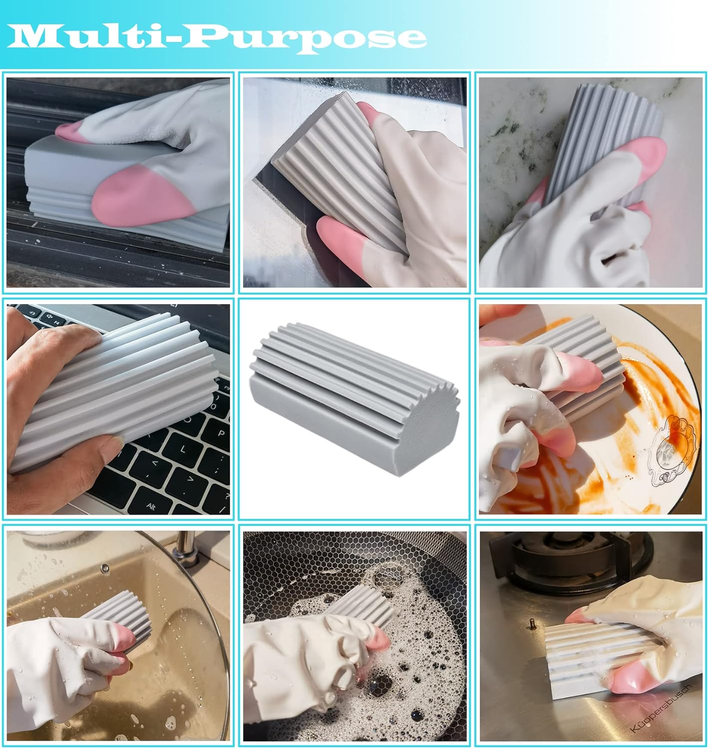 Tonmp Paquete de 2 plumeros húmedos, esponja mágica de limpieza para zócalos, herramienta de esponja, cepillo de esponja para limpiar persianas,