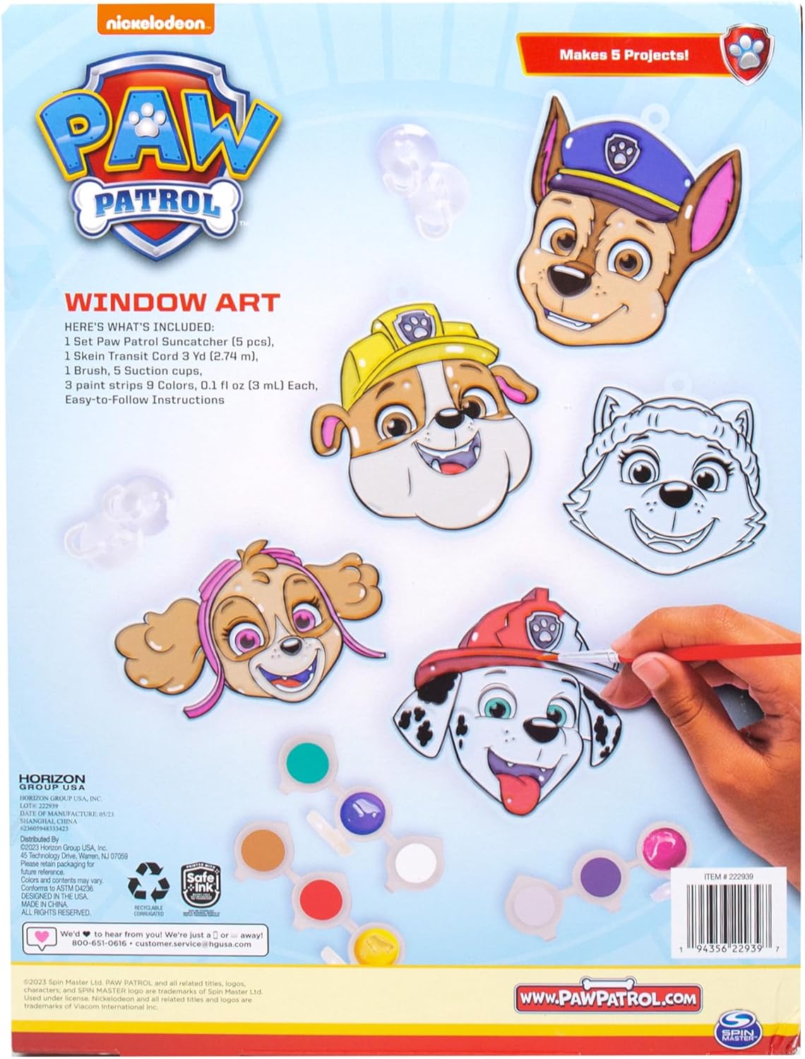Arte de ventana de Paw Patrol, hace 5 atrapasoles de escombros de la Patrulla Canina, Everest, Marshall, Chase, Skye, atrapasoles de la Patrulla