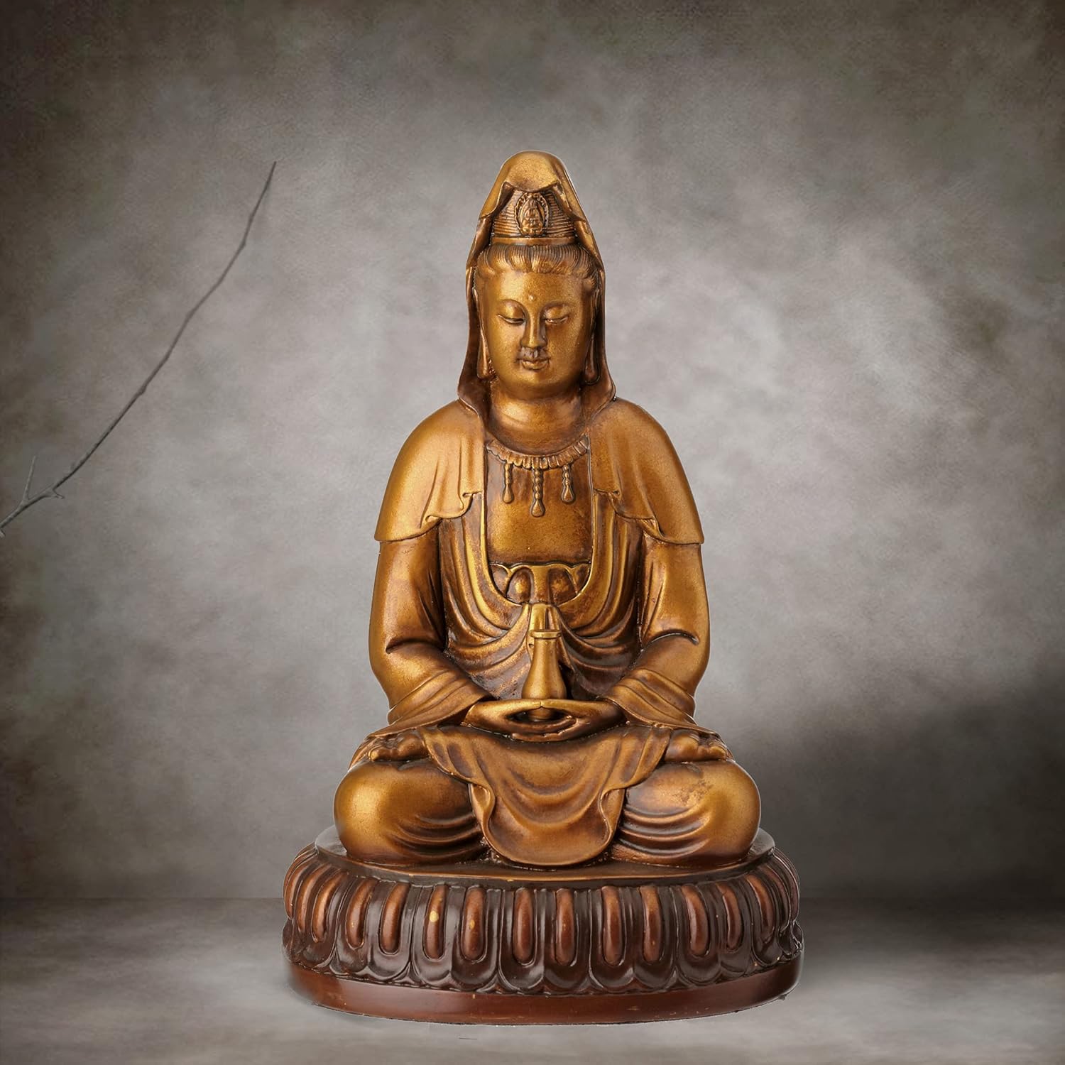 Veronese Design 5 12 pulgadas de alto Guanyin Lotus Meditación Pacífica Estatua Resina Acabado pintado a mano