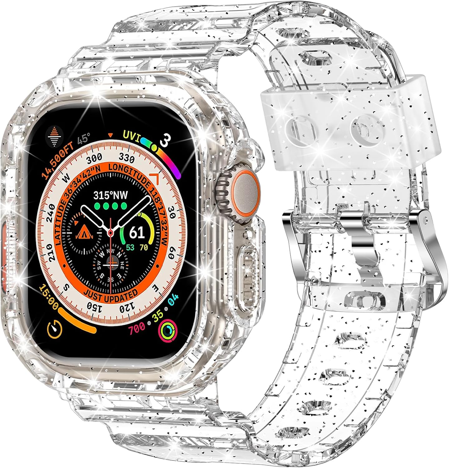 XYF Compatible con correas cristalinas para Apple Watch de 1.772 pulgadas, 1.732 pulgadas, 1.654 pulgadas, 1.614 pulgadas, 1.575 pulgadas, 1.575