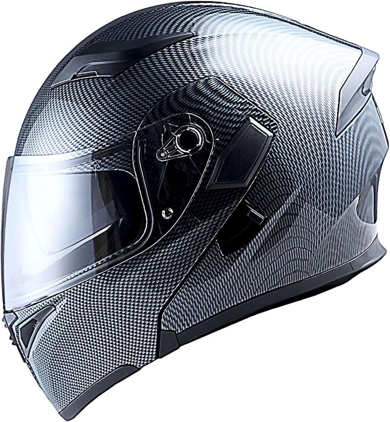 1Storm – Casco modular de cara completa para motocicleta, con doble visera abatible, protector solar HB89 Negro brillante