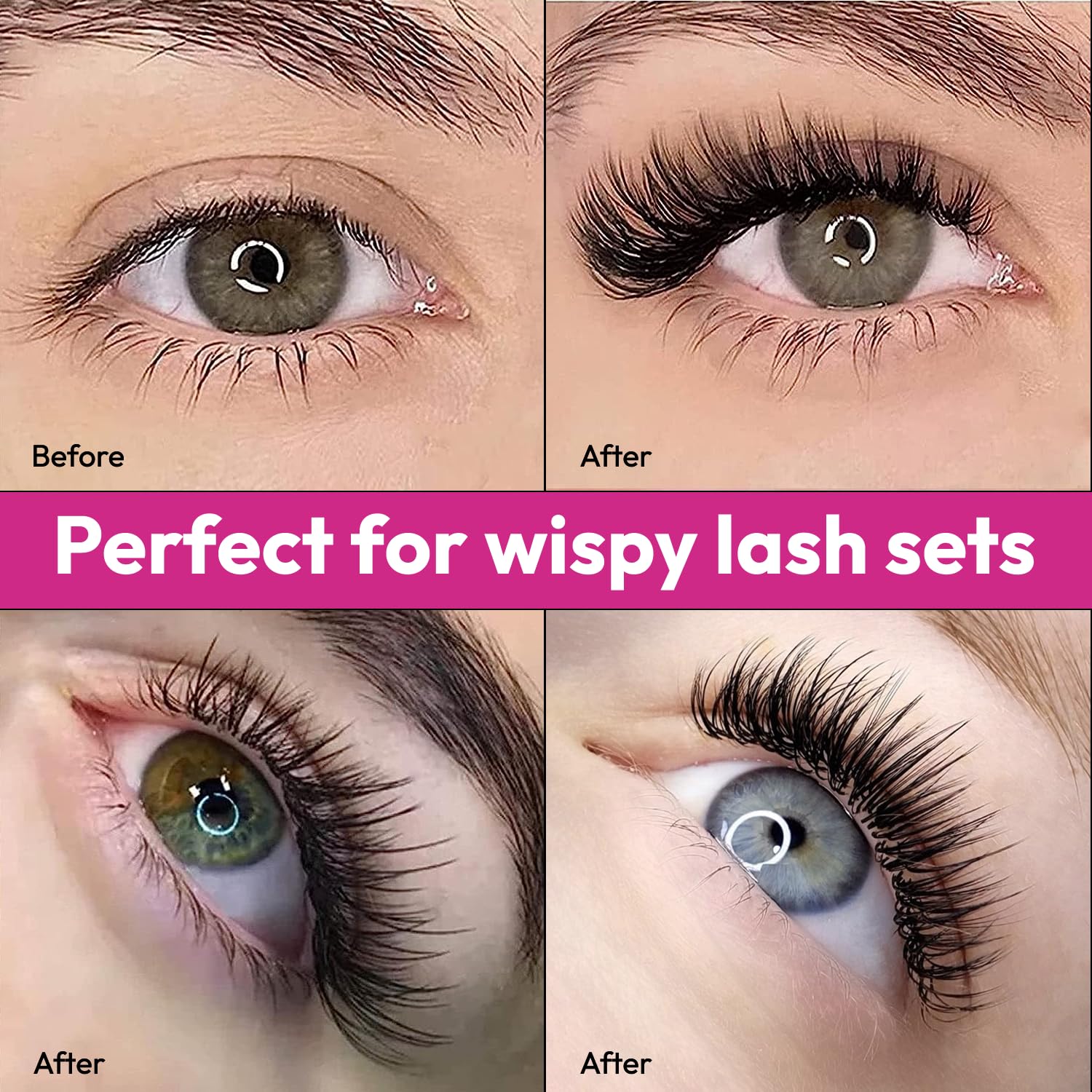 Eyesy Lash 500 extensiones de pestañas Wispy  5D 0.07 Tamaño 0.551 in Curl CC  Pestañas Kim K de volumen americano, extensiones de pestañas