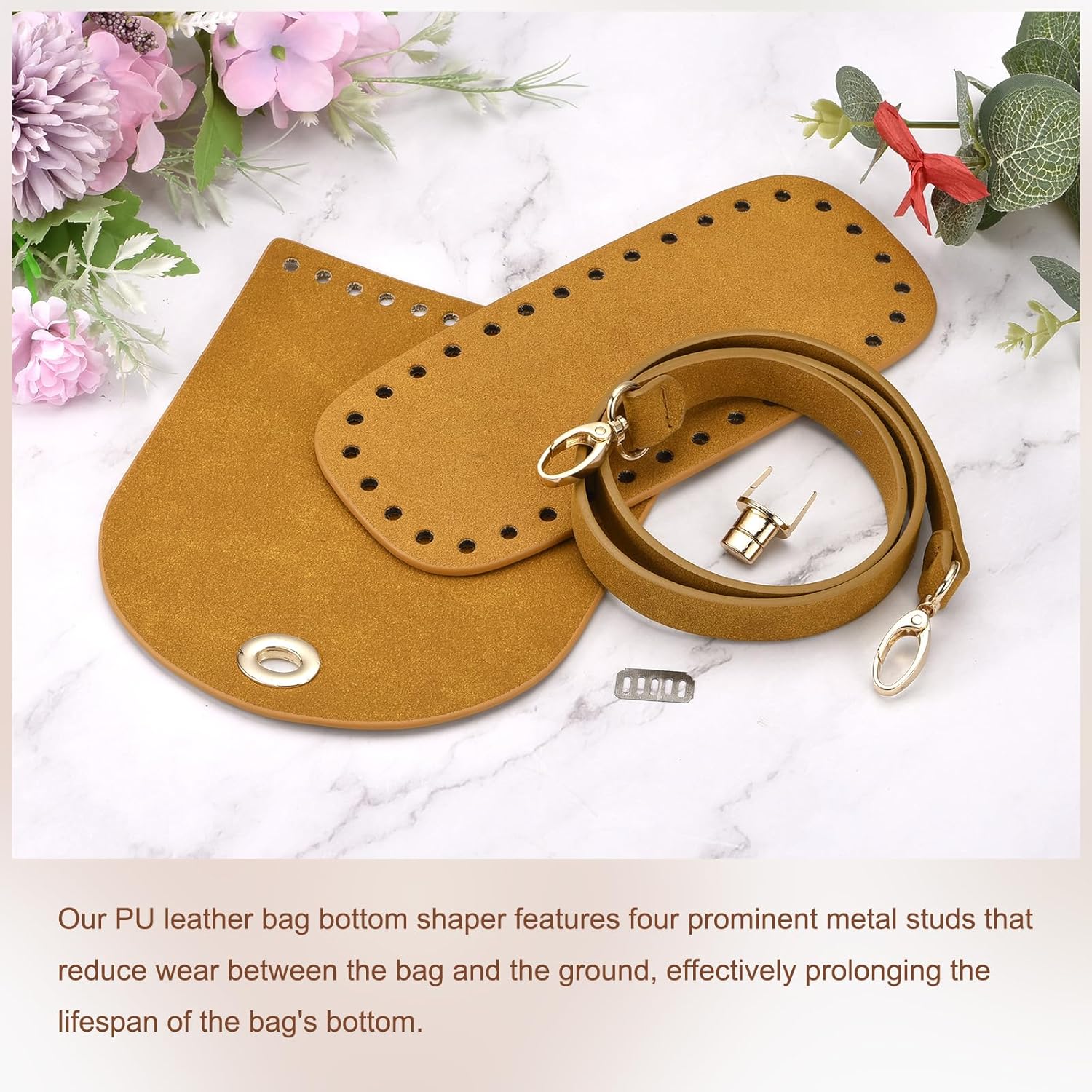 uxcell Juego de 5 bolsas de cuero para hacer mochilas, kit de fabricación de bolsos de cuero con parte inferior de bolsa, correa para el hombro,