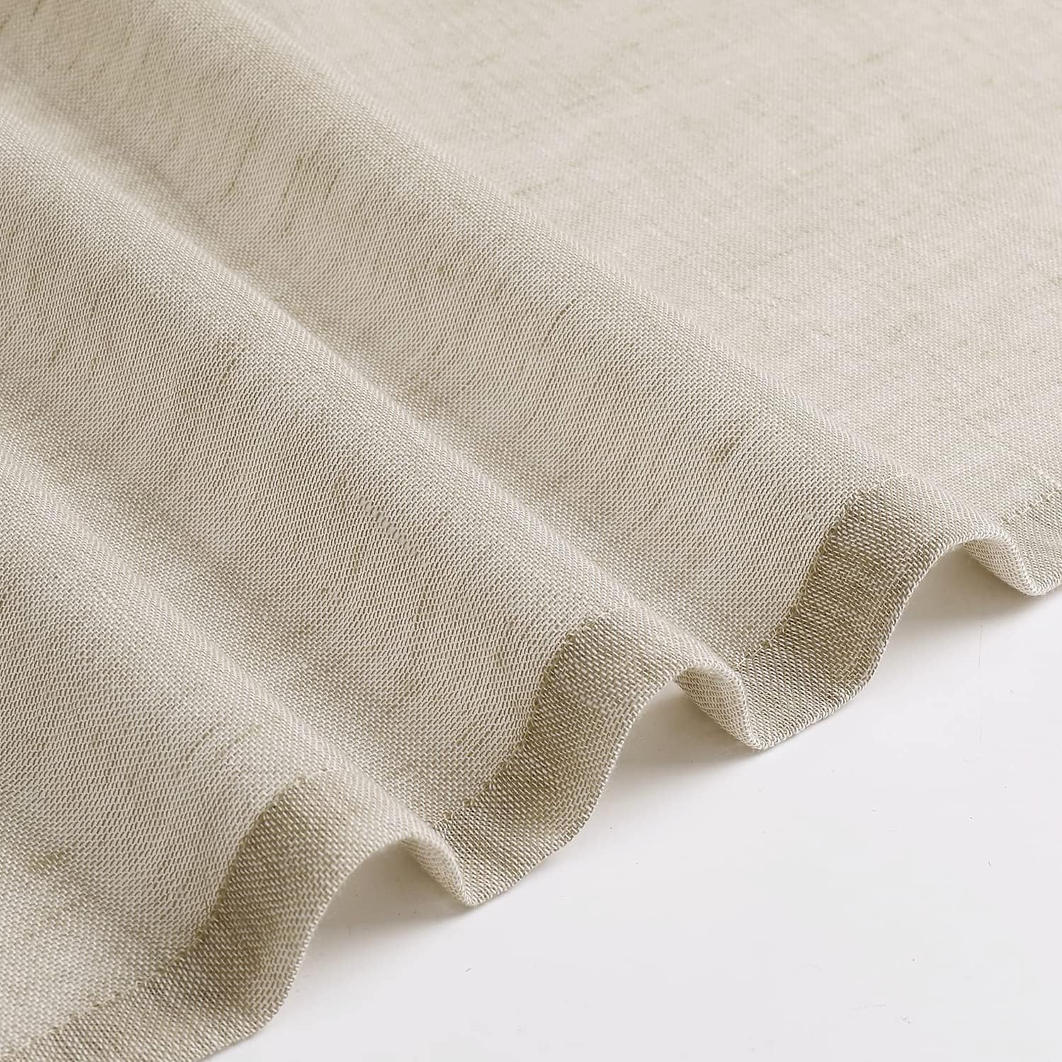 Miss Seltex – Cortinas traslúcidas de lino natural para sala de estar, elegantes cortinas lisas para ventana, con ojales, parte superior filtrante